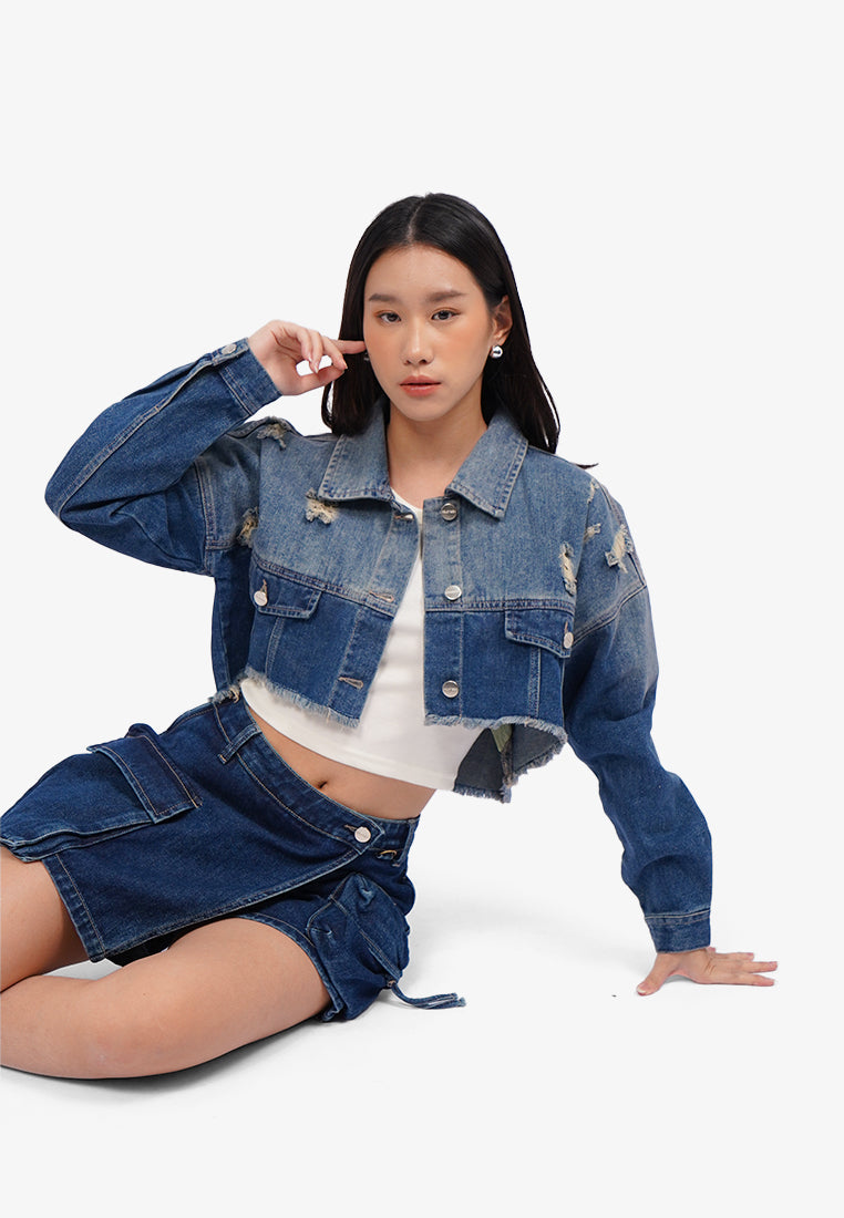 Cargo Denim Mini Skort