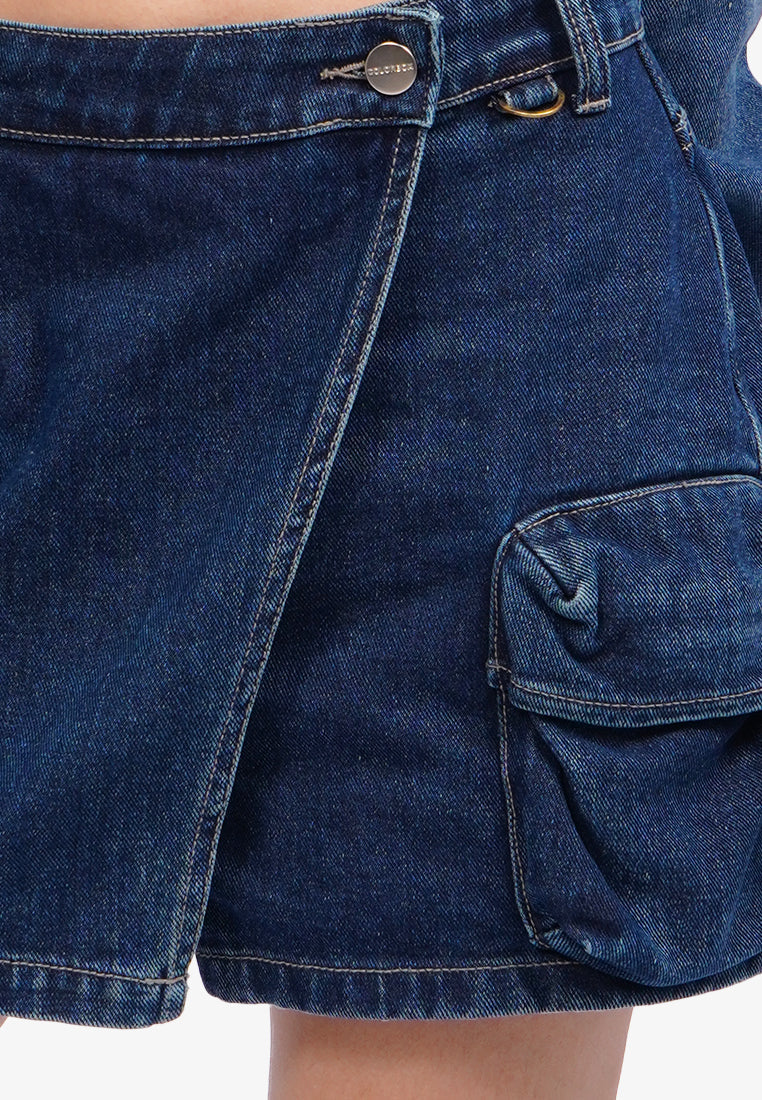 Cargo Denim Mini Skort
