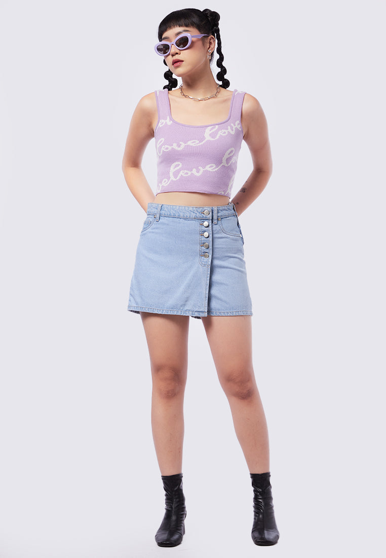 Button Up Denim Skort