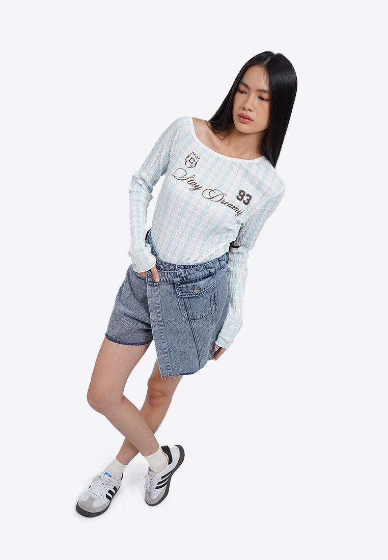 Wrapped Mini Denim Skort