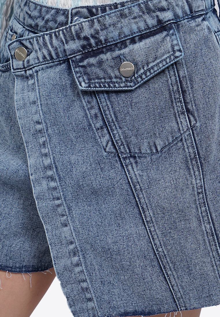Wrapped Mini Denim Skort