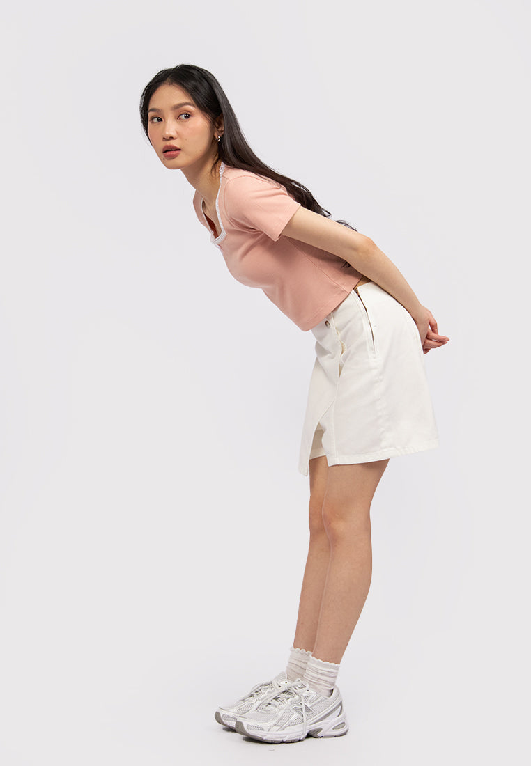 Crossover Denim Skort Off White