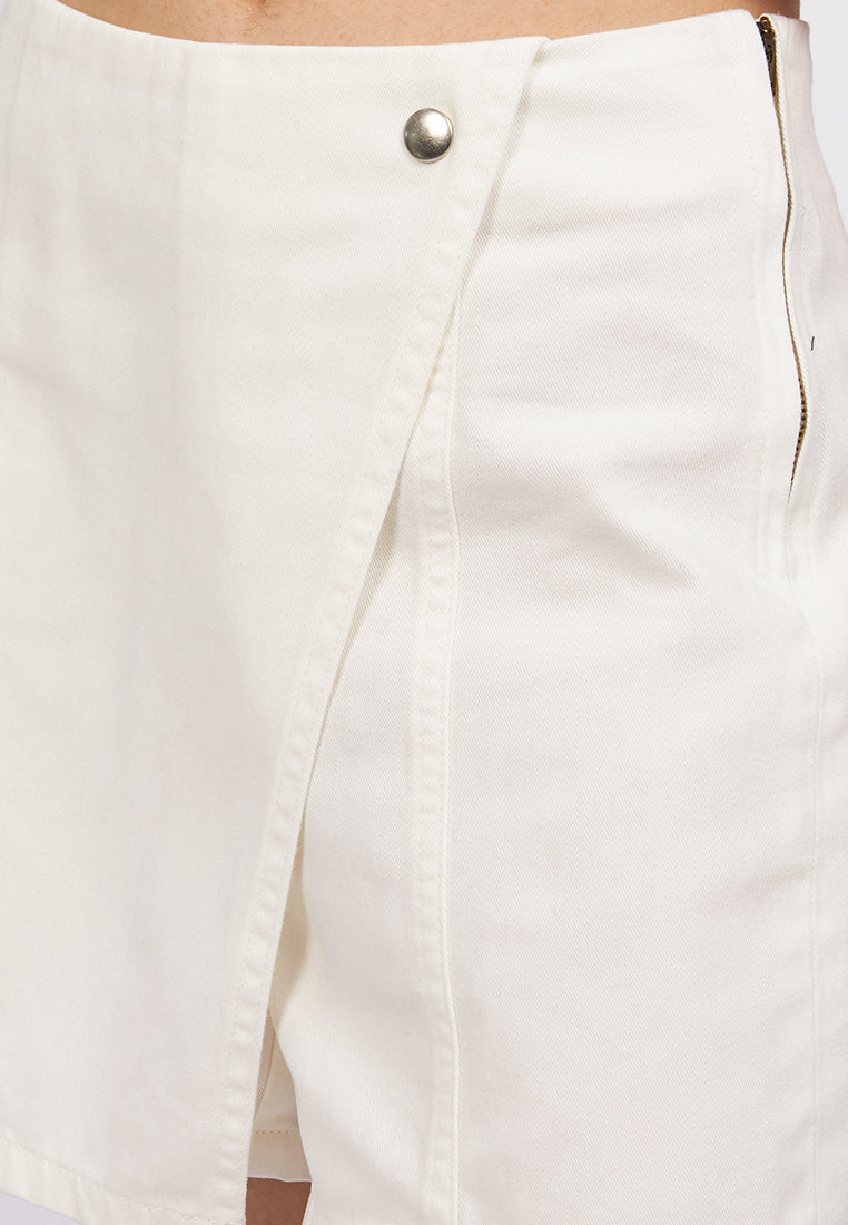 Crossover Denim Skort Off White