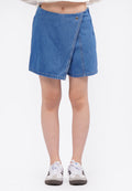 Crossover Denim Skort Med Blue