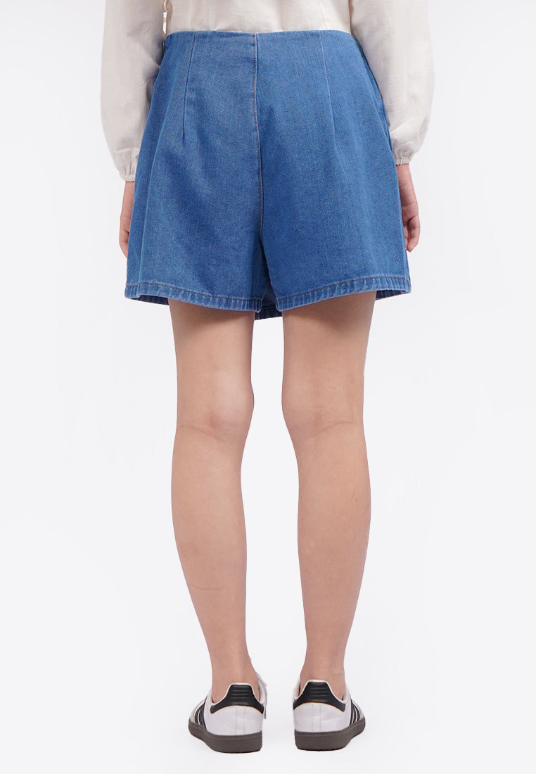 Crossover Denim Skort Med Blue