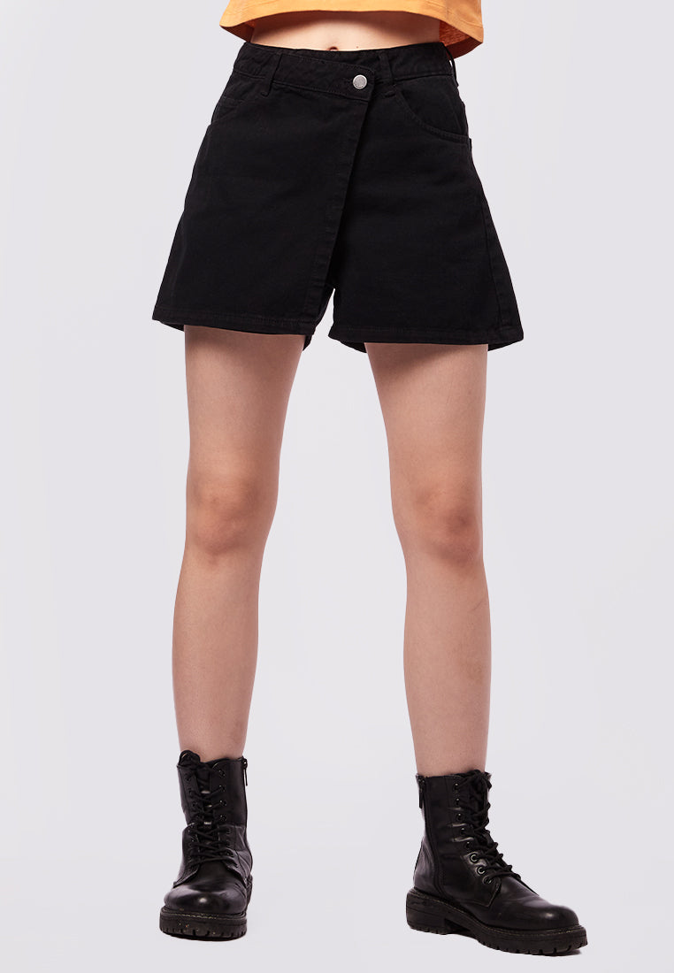Fitted Wrap Denim Skort