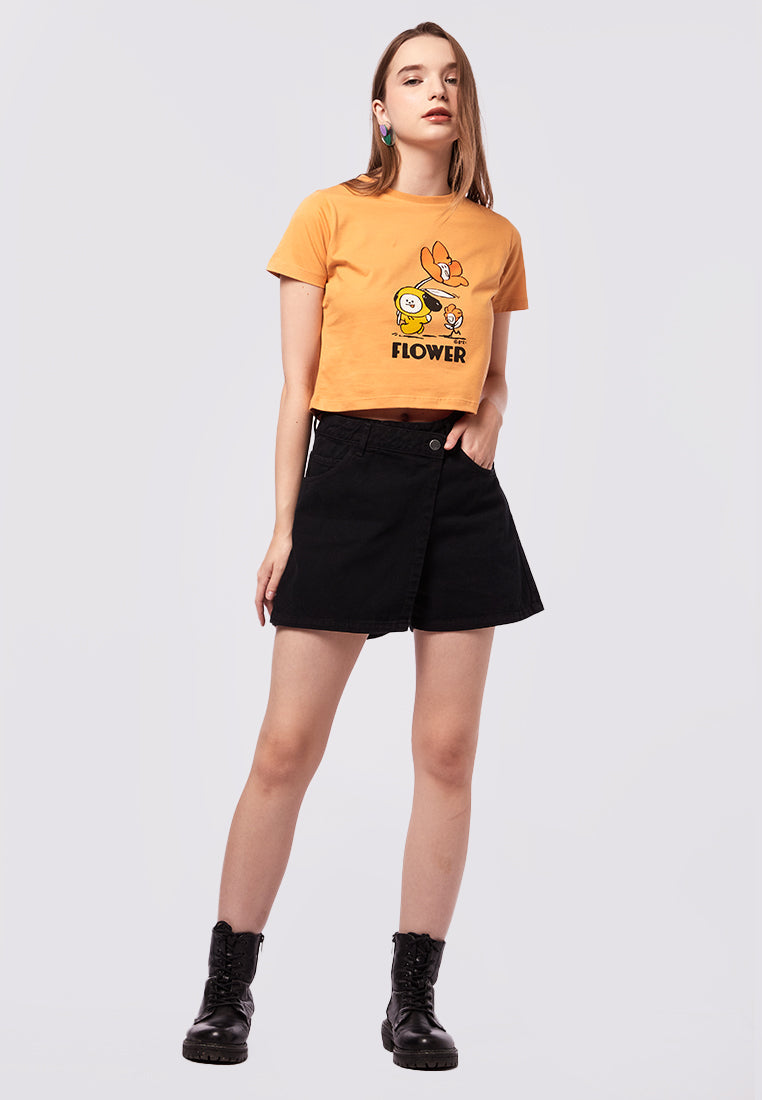 Fitted Wrap Denim Skort
