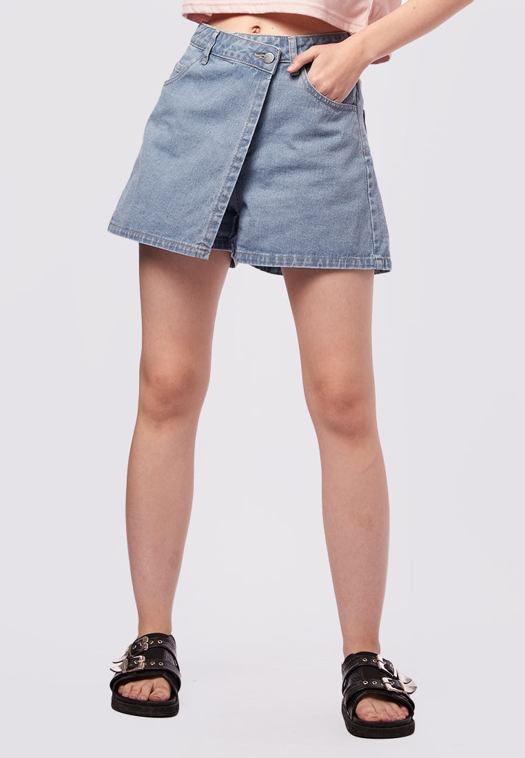 Fitted Wrap Denim Skort