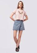 Fitted Wrap Denim Skort
