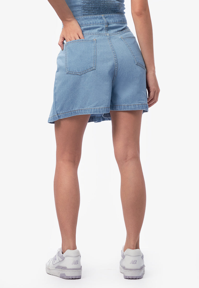 Pleated Denim Skort L.Blue