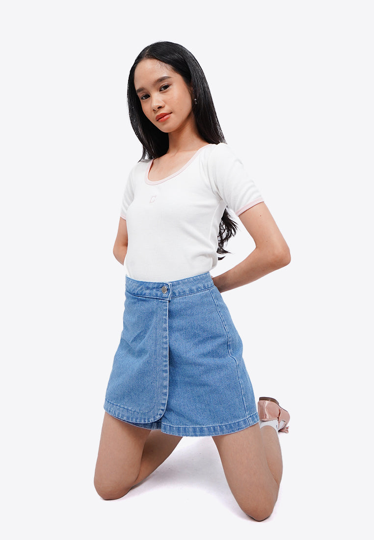 Crossover Denim Skort