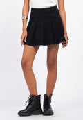 Pleated Mini Denim Skirt
