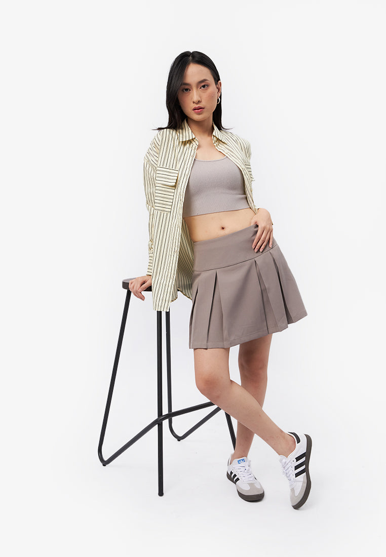 Box Pleats Mini Skirt