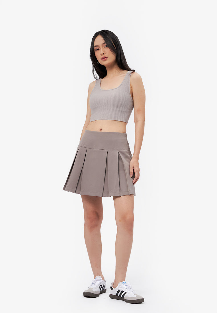 Box Pleats Mini Skirt