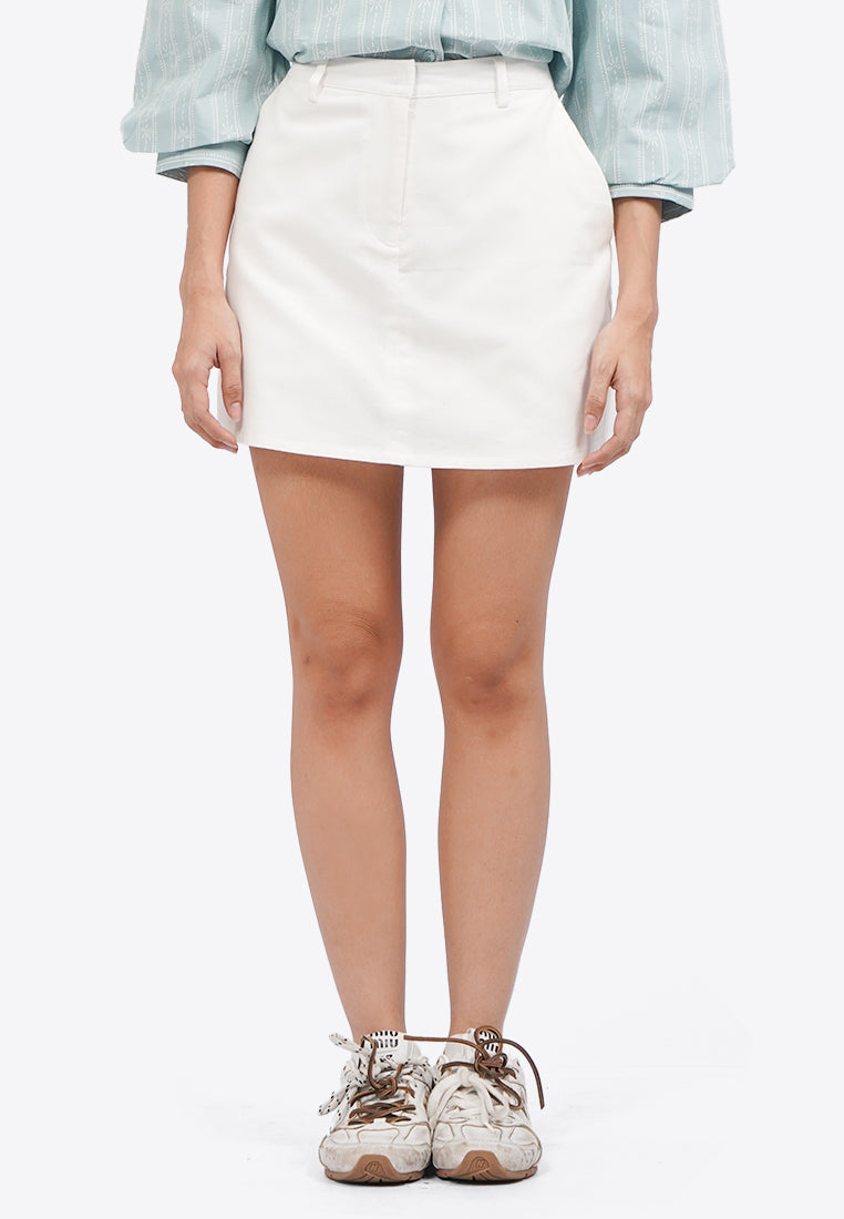Belt Loop Mini Skort Off White