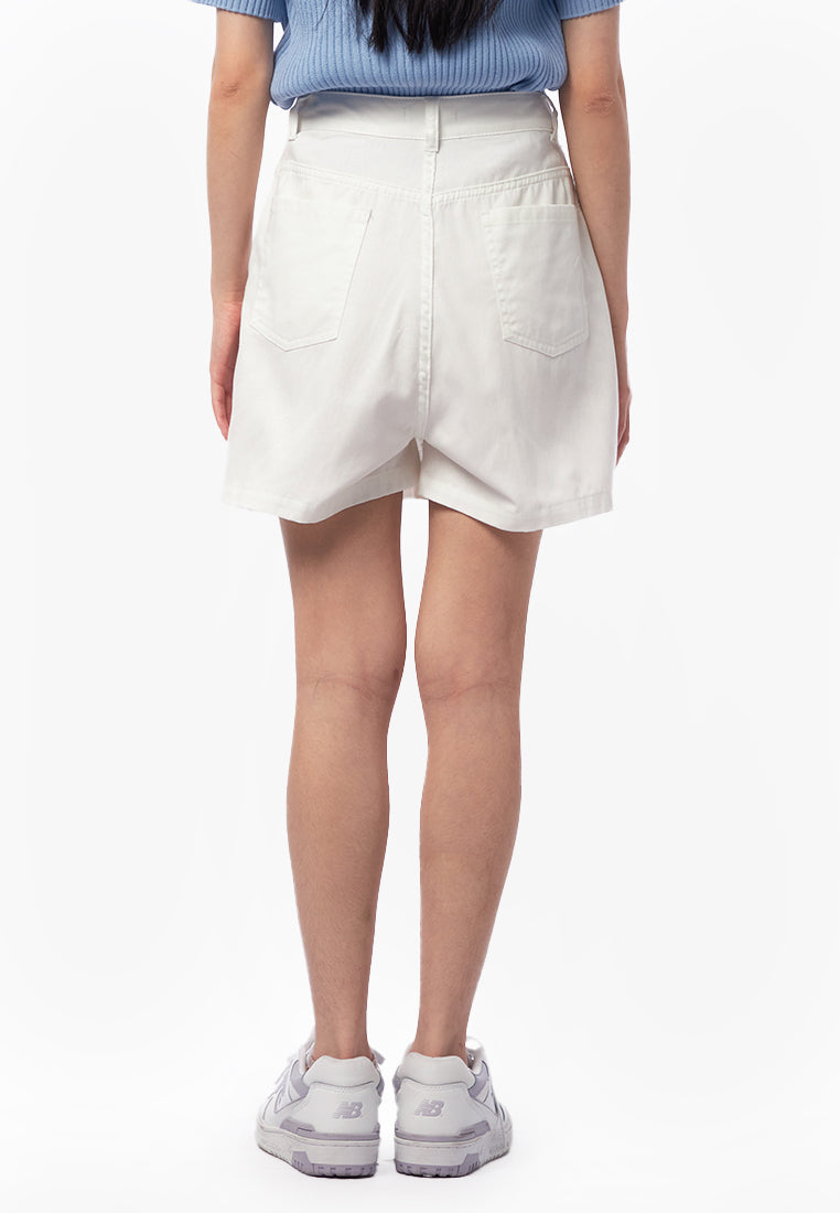 Pleated Denim Skort Off White