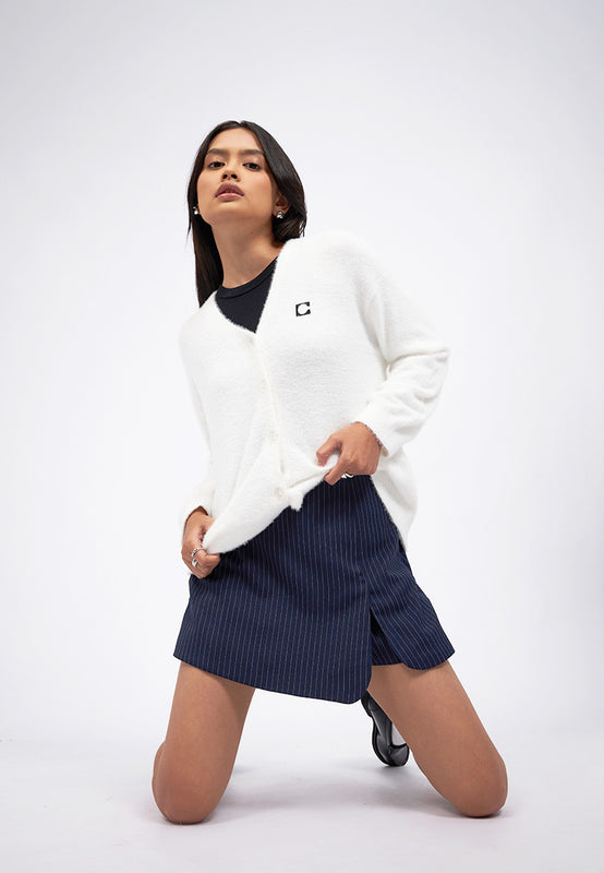 Stripes Mini Skort with Front Slit