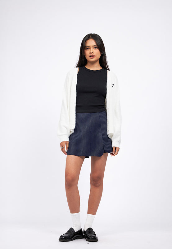Stripes Mini Skort with Front Slit