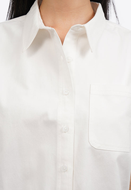 Short Sleeve Blouse with Tied Hemline