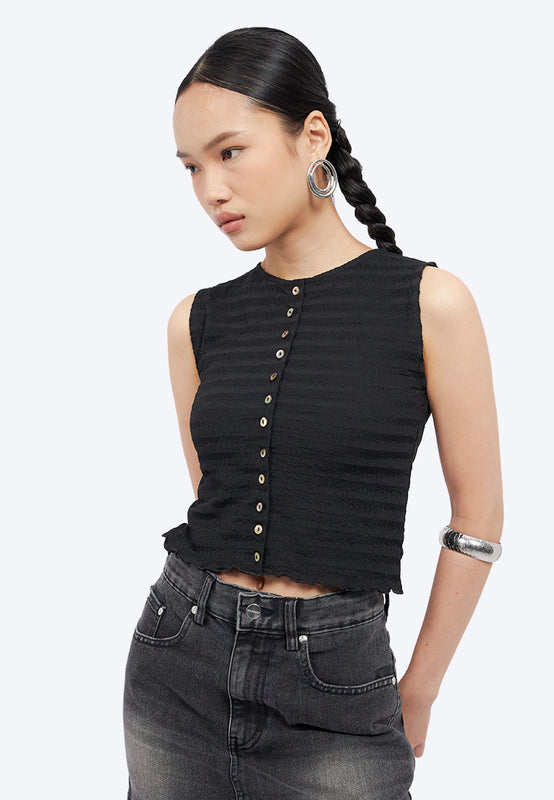 Lettuce Hem Sleeveless Crop Top