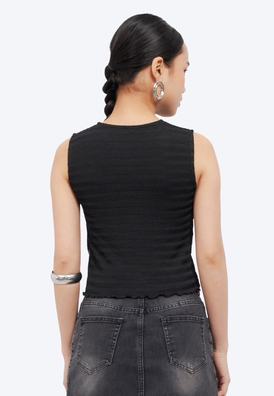 Lettuce Hem Sleeveless Crop Top
