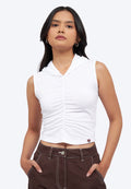 Hooded Sleeveless Ruched Top