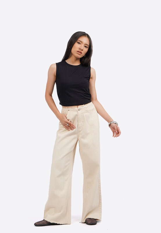 Sleeveless Crop Top with Side Ruched