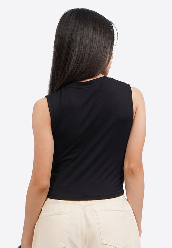 Sleeveless Crop Top with Side Ruched