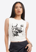 Sleeveless Crop Top with Side Ruched