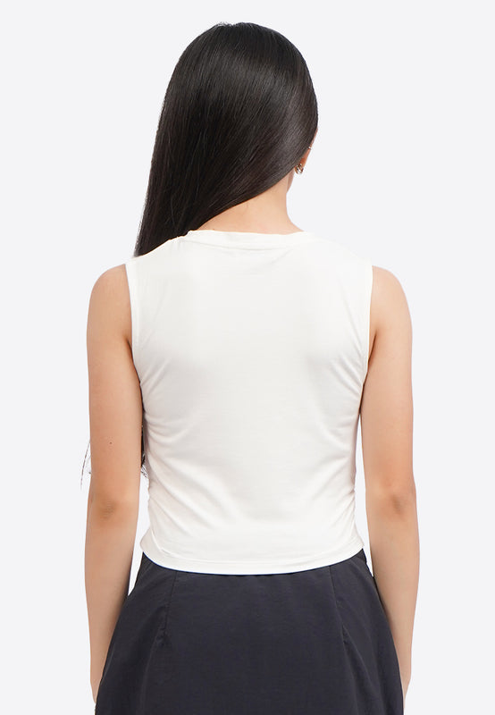 Sleeveless Crop Top with Side Ruched