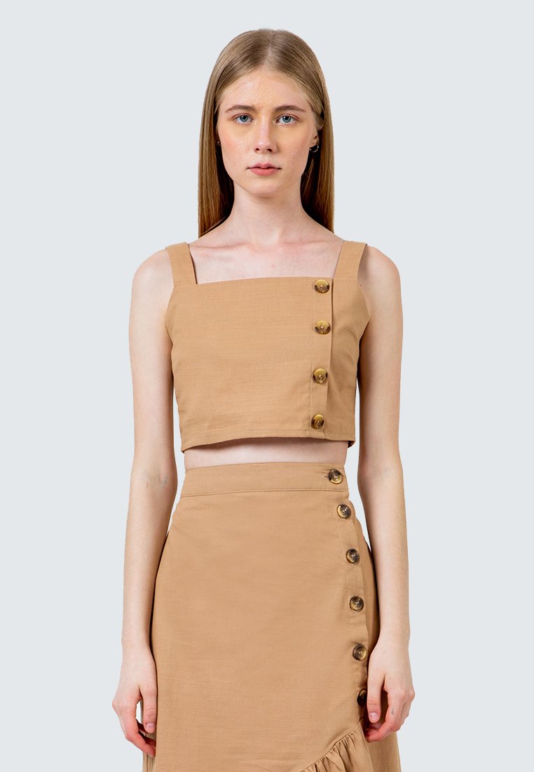 Horn Button Cropped Top