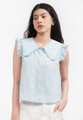 Peterpan Collar Sleeveless Blouse L.Blue