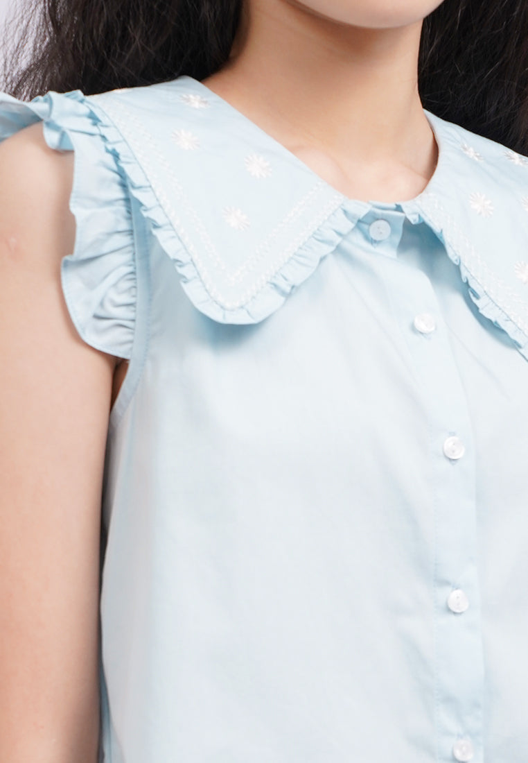 Peterpan Collar Sleeveless Blouse L.Blue
