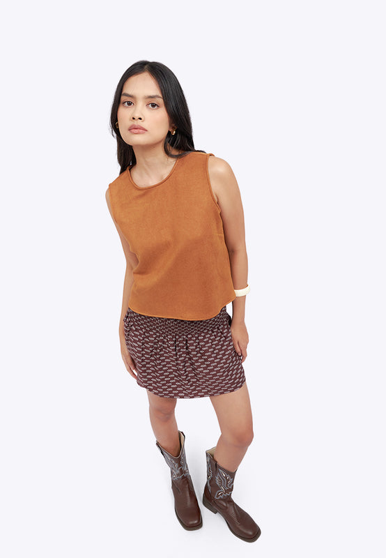 Sleeveless Suede Crop Top