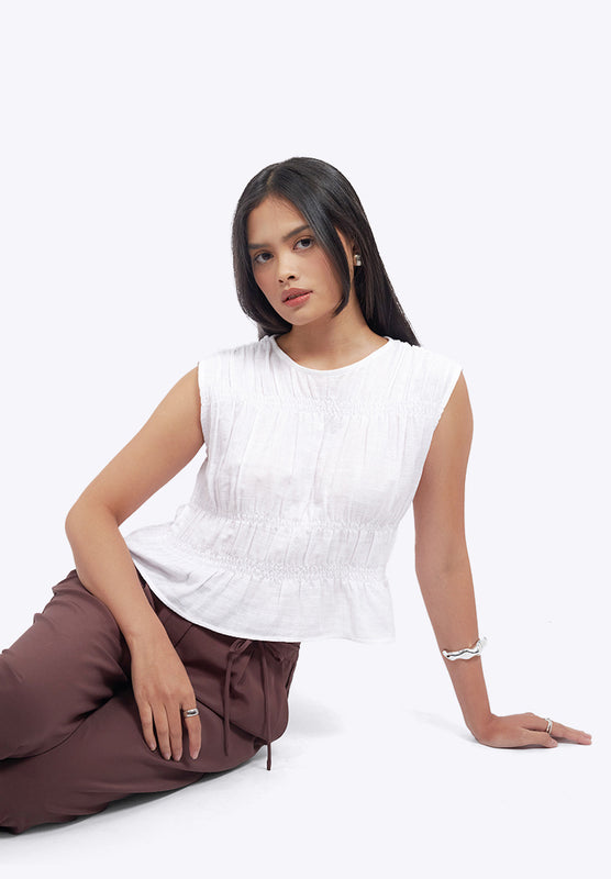 Smocked Sleeveless Top