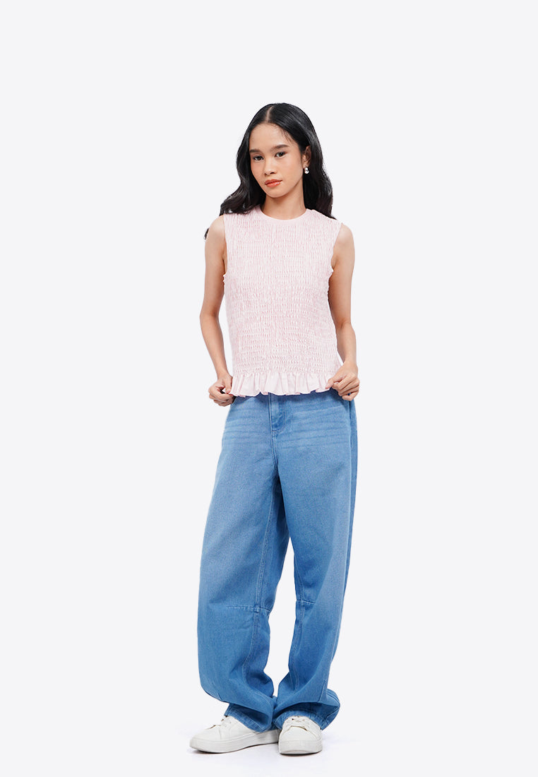 Smocked Sleeveless Top