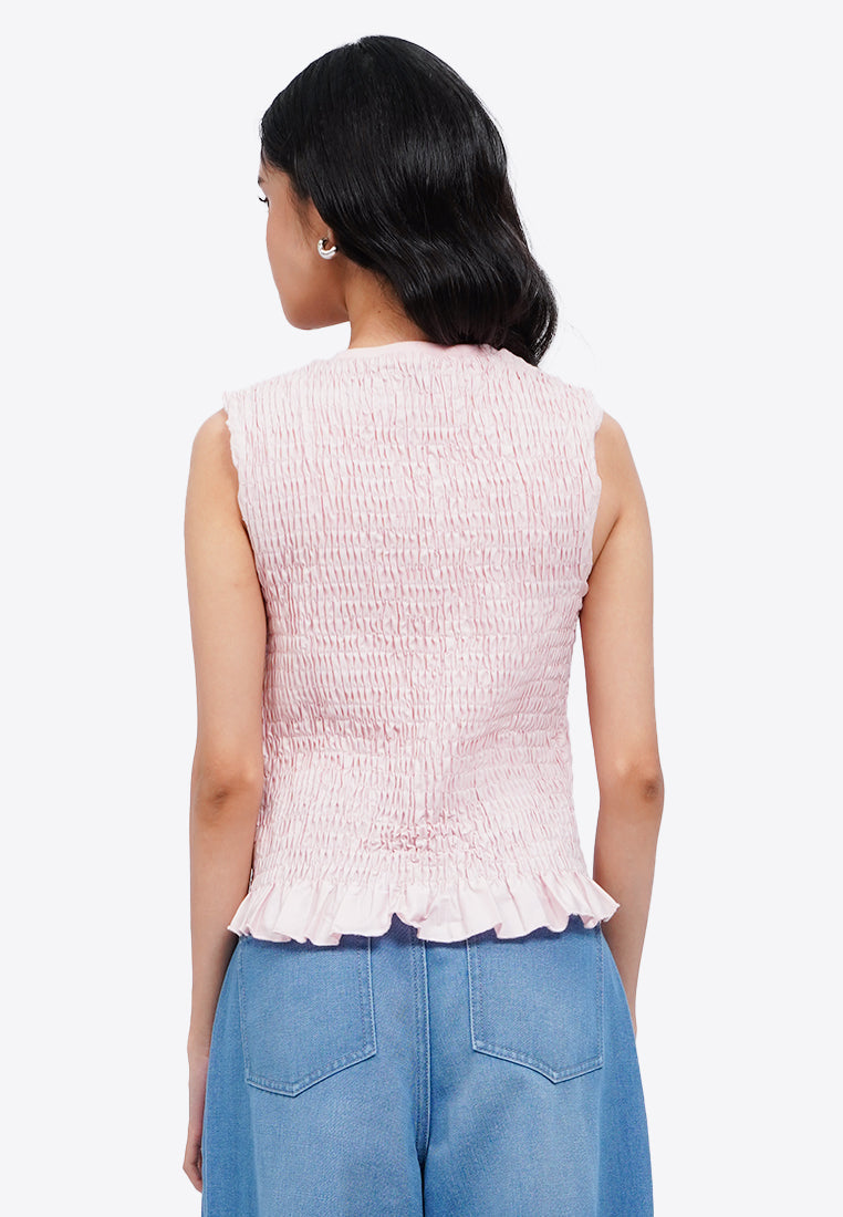 Smocked Sleeveless Top