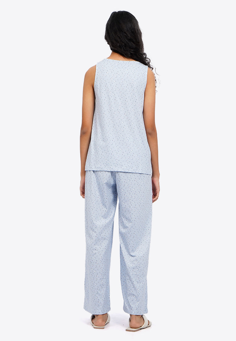 Sleeveless Long Pants Pajama Set