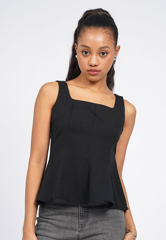 Fitted Sleeveless Peplum Top