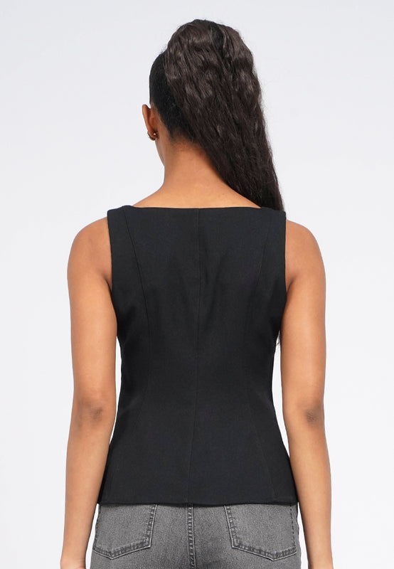 Fitted Sleeveless Peplum Top