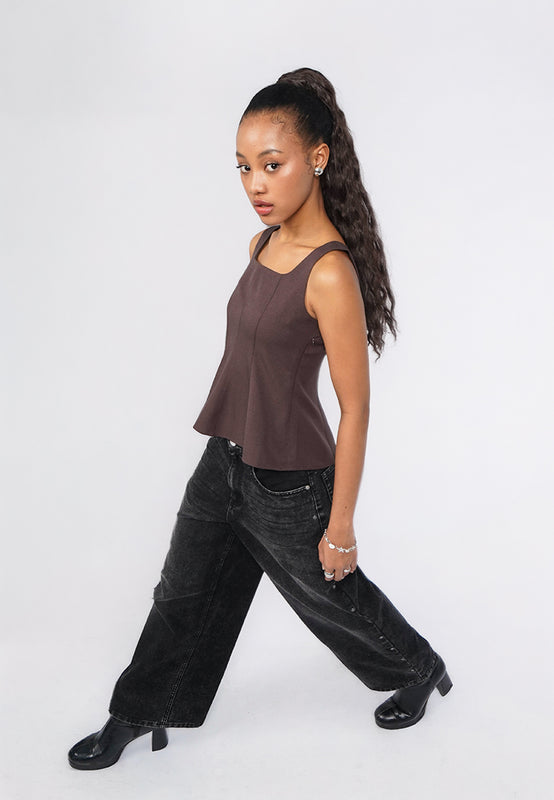 Fitted Sleeveless Peplum Top