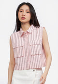 Double Pocket Crop Vest Pink