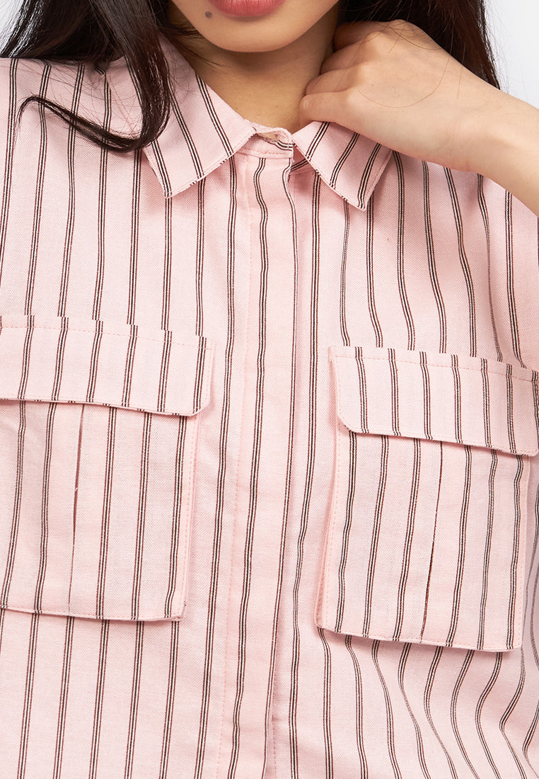 Double Pocket Crop Vest Pink