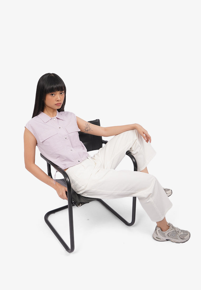 Double Pocket Parachute Vest Lilac