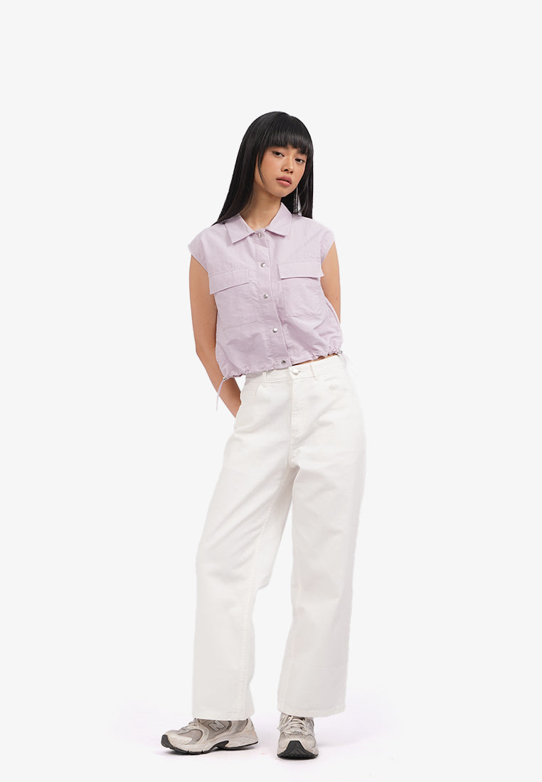 Double Pocket Parachute Vest Lilac