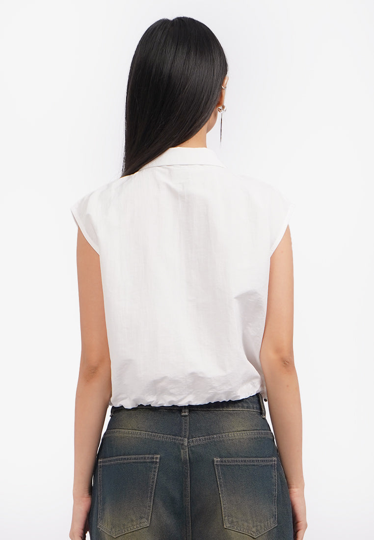 Double Pocket Parachute Vest Off White