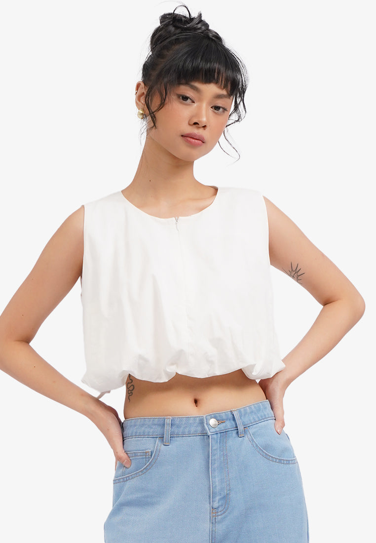 Sleeveless Balloon Top Off White