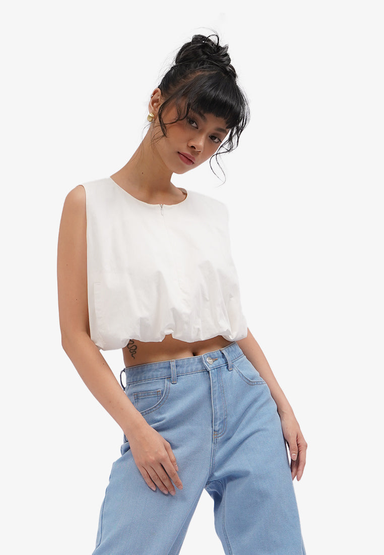 Sleeveless Balloon Top Off White