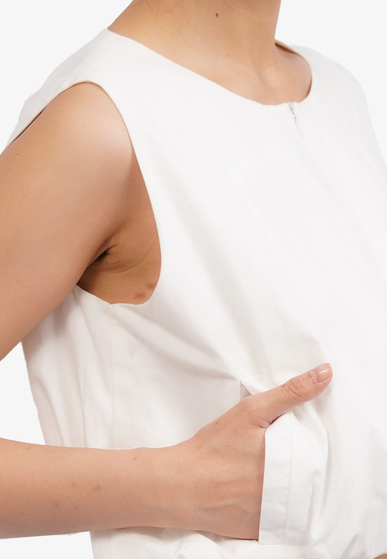 Sleeveless Balloon Top Off White