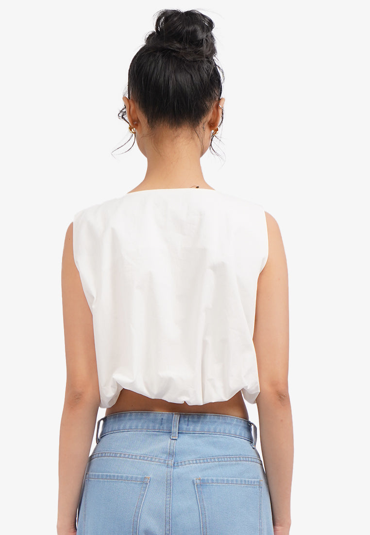 Sleeveless Balloon Top Off White